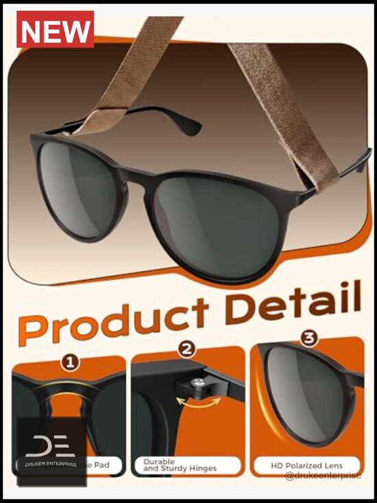 Polarized Round Sunglasses with UV400 Protection, 3-Pack main image 4